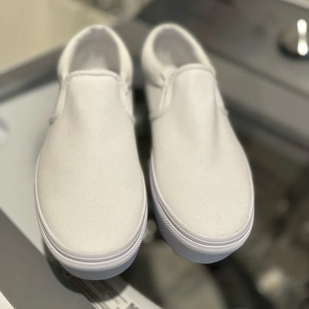 Vans Women’s White Platform Slip-On Sneakers - Picture 2 of 2